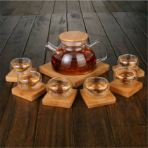 Classic Clear Bloomig Glass Tea Pot With Cork  Lid