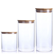 Handmade Glassware Straight-Sided Clear Glass Canister For Dry Food