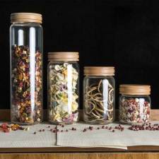 Round  Jars Bottle Candy Coffee Storage Canisters Kitchen with Cork Lid