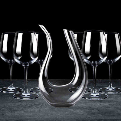 Hand Blown Lead-free Good quality Swan shaped Crystal Glass Wine Decanter