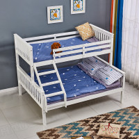 Children Triple Sleeper Wooden Bunk Bed Frame 4FT6 Double Bottom 3FT Single Top