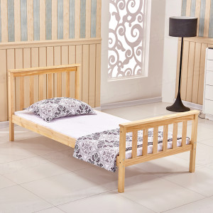 3FT Single Natural Wood Finish Bed Frame Solid Pine Bedstead Children's Bedroom