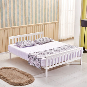 200*152cm 5FT Kingsize Solid Wooden Bed Frame White Pine Bedstead With Slats