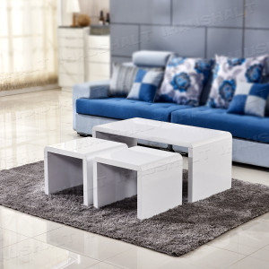 High Gloss White Nest Of Table MDF Coffee Table Set Living Room Furniture Modern