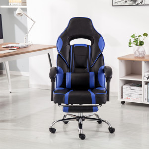 Blue Black Executive Racing Gaming Computer Office Chair PU Adjustable Lift Swivel Recliner L01702000201