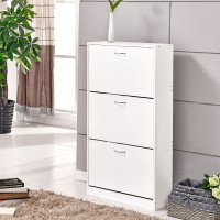 3 Drawers Shoe Cabinet Storage Cupboard Footwear Stand Rack Living Room White L01801101000