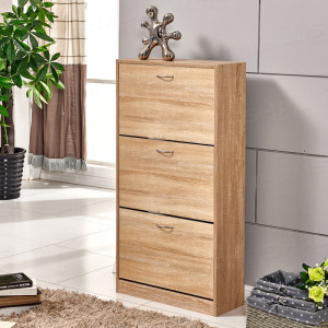 3 Drawer Wooden Shoe Cabinet Storage Cupboard Footwear Stand Rack Living Room L01801100900