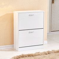2 Drawers Tier Shoe Cabinet Storage Cupboard Footwear Stand Rack Furniture White L02001100500