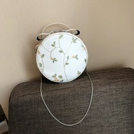 Small Round Flower Embroidery Decoration Women Shoulder Bag